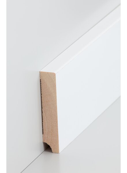 Holzfußleiste Kiefer deckend weiß 16 x 70 mm
